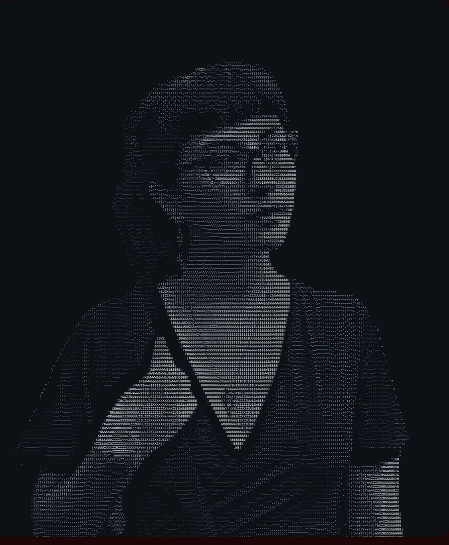 Retrato en arte ASCII de Kyra Núñez